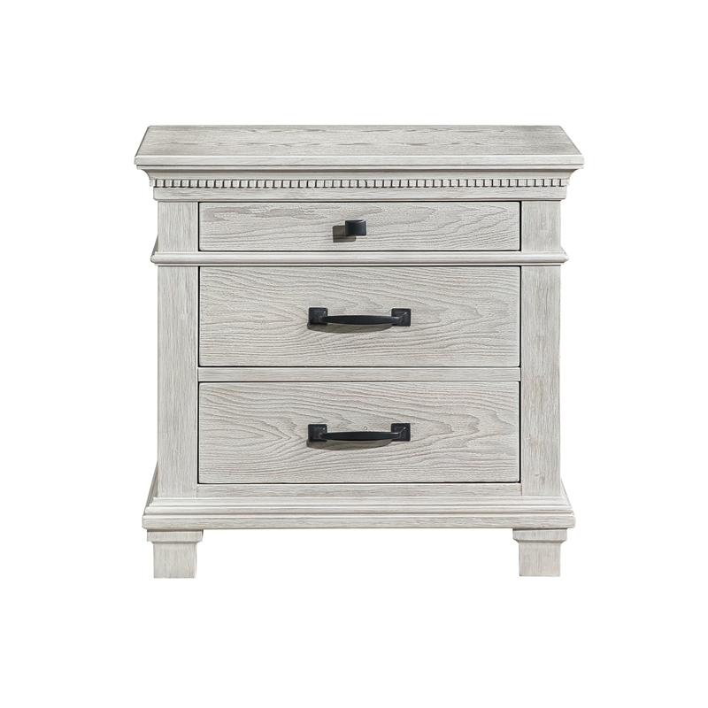 New Classic Furniture Silver Sands 4Pc Wood Queen Bedroom Set w Ns in Gray