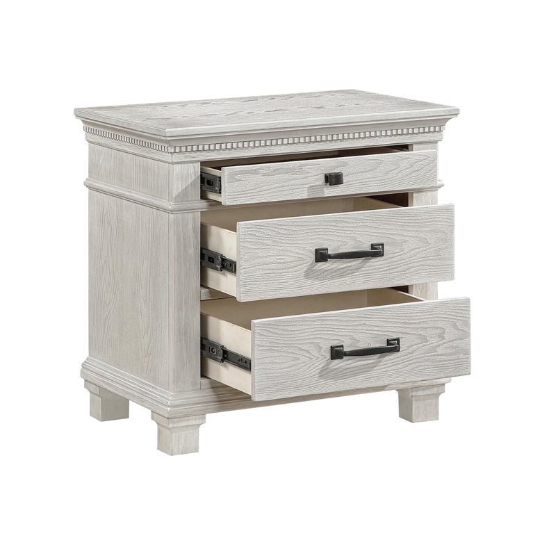 New Classic Furniture Silver Sands 4Pc Wood Queen Bedroom Set w Ns in Gray