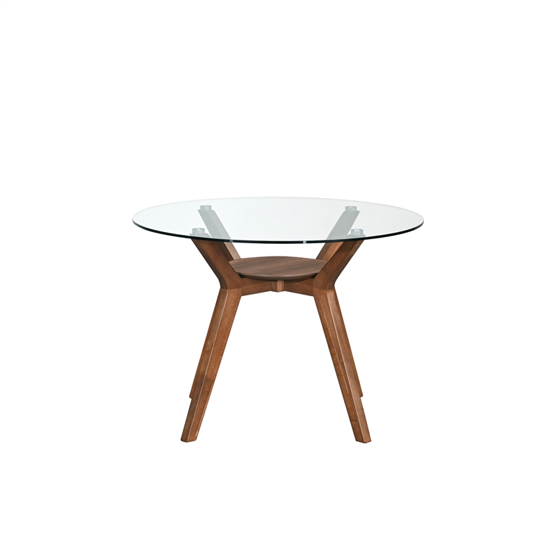 New Classic Furniture Oscar 5-Piece Wood Round Dining Table Set in Walnut/Teal