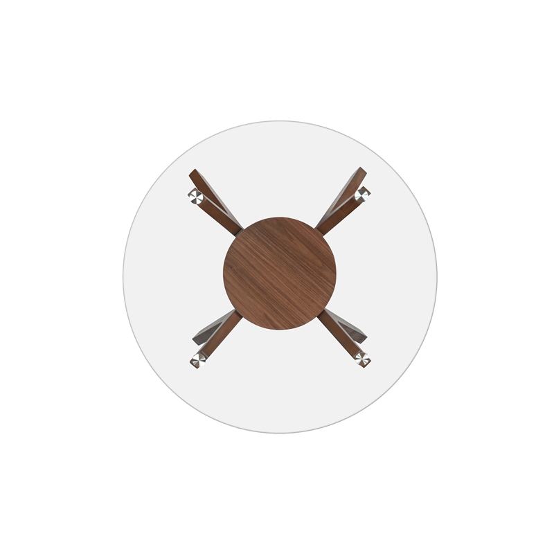 New Classic Furniture Oscar Wood Dining Table with Glass Top in Walnut