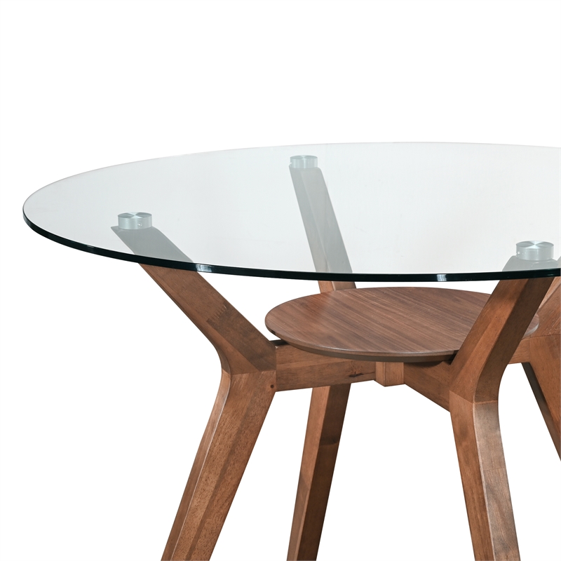 New Classic Furniture Oscar Wood Dining Table with Glass Top in Walnut