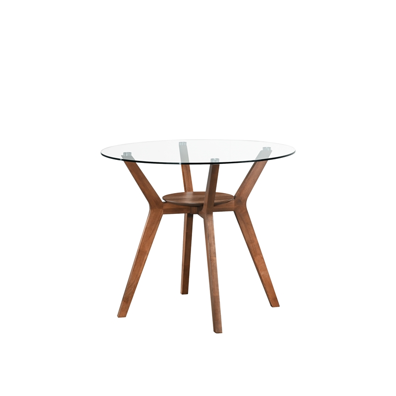 New Classic Furniture Oscar Wood Counter Table with Glass Top in Walnut