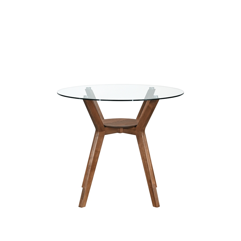 New Classic Furniture Oscar Wood Counter Table with Glass Top in Walnut
