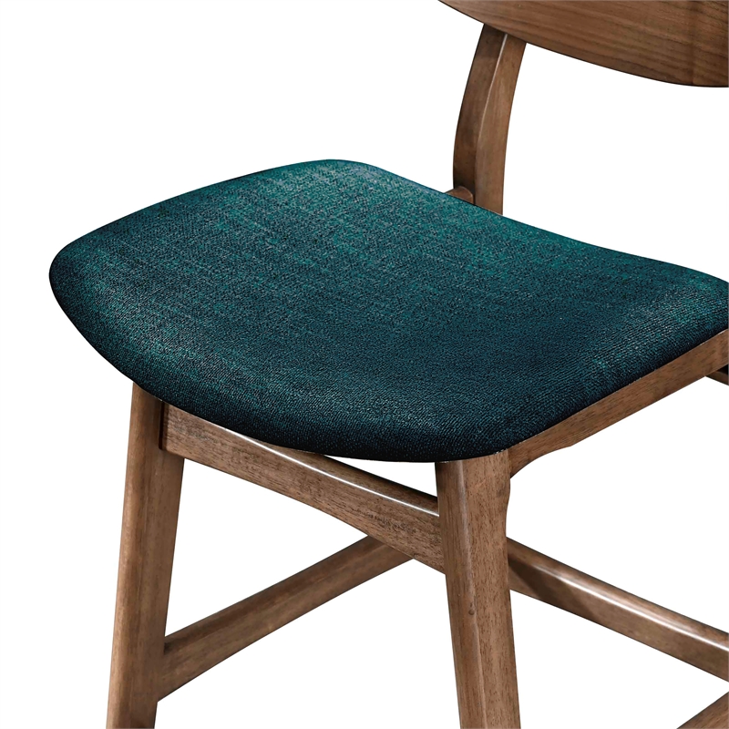 New Classic Furniture Oscar 5-Piece Wood Round Counter Table Set in Walnut/Teal