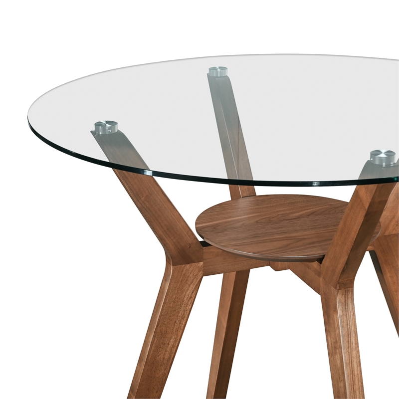 New Classic Furniture Oscar 5-Piece Wood Round Counter Table Set in Walnut/Beige