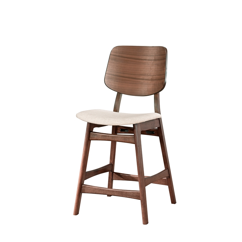 New Classic Furniture Oscar 5-Piece Wood Round Counter Table Set in Walnut/Beige