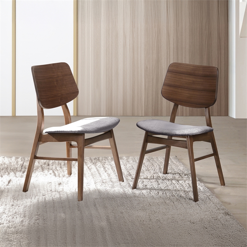 New Classic Furniture Oscar Wood Dining Chair in Walnut/Dark Gray (Set of 2)