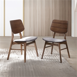 New Classic Furniture Oscar Wood Dining Chair in Walnut/Dark Gray (Set of 2)
