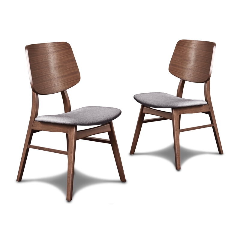 New Classic Furniture Oscar Wood Dining Chair in Walnut/Dark Gray (Set of 4)