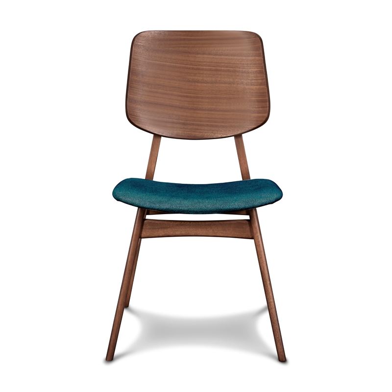 New Classic Furniture Oscar Wood Dining Chair in Walnut/Teal (Set of 6)