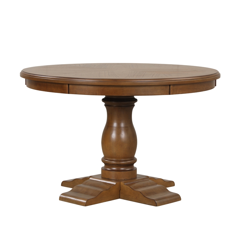 New Classic Furniture 5-Piece Wood Dining Set in Brown and Orange
