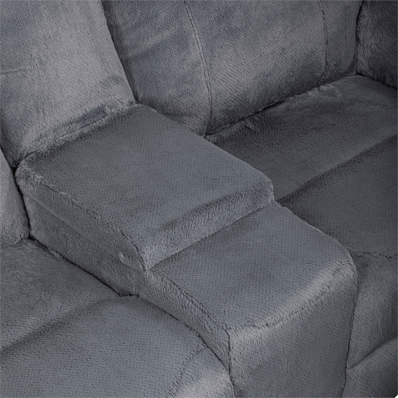 New Classic Furniture Teddy 3-Piece Fabric Power Sectional in Gray