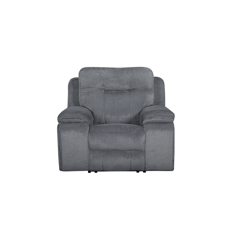 New Classic Furniture Teddy Fabric Recliner with Power Hr and Fr in Gray
