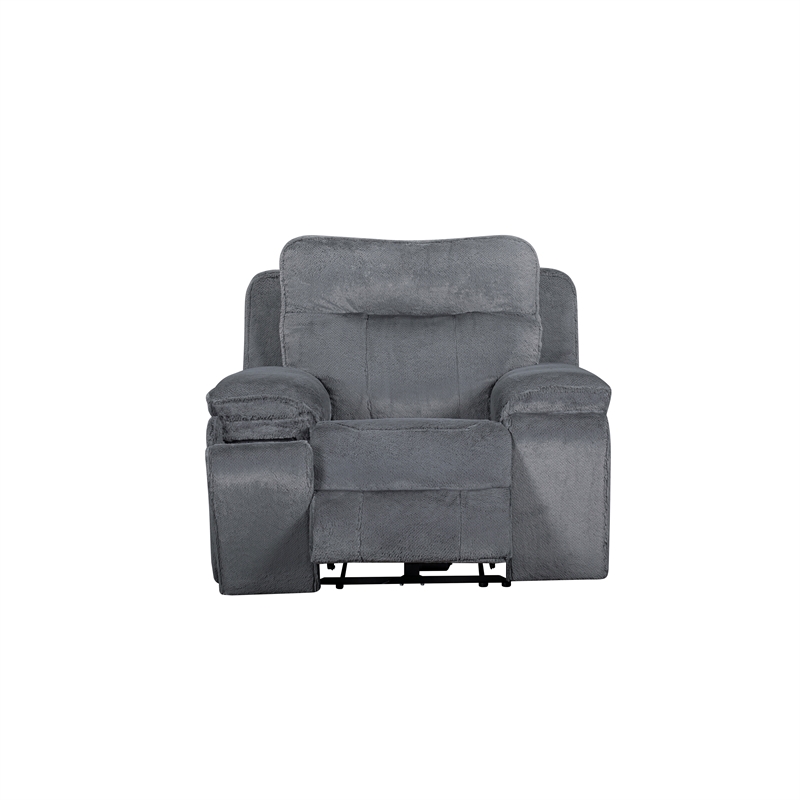New Classic Furniture Teddy Fabric Recliner with Power Hr and Fr in Gray