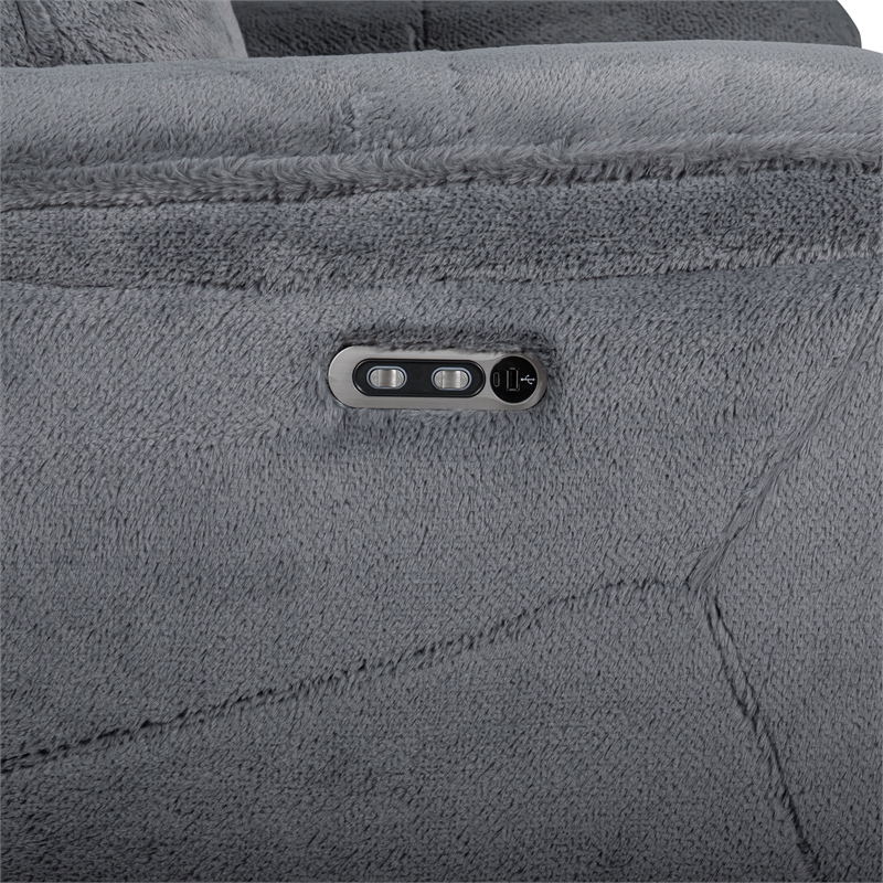 New Classic Furniture Teddy Fabric Recliner with Power Hr and Fr in Gray