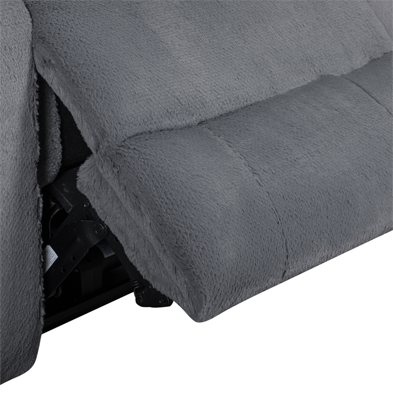 New Classic Furniture Teddy Fabric Recliner with Power Hr and Fr in Gray