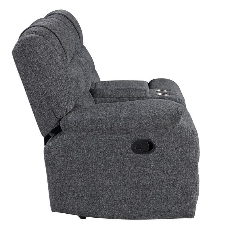 New Classic Furniture Redondo 3-Piece Chenille Manual Sectional in Dark Gray