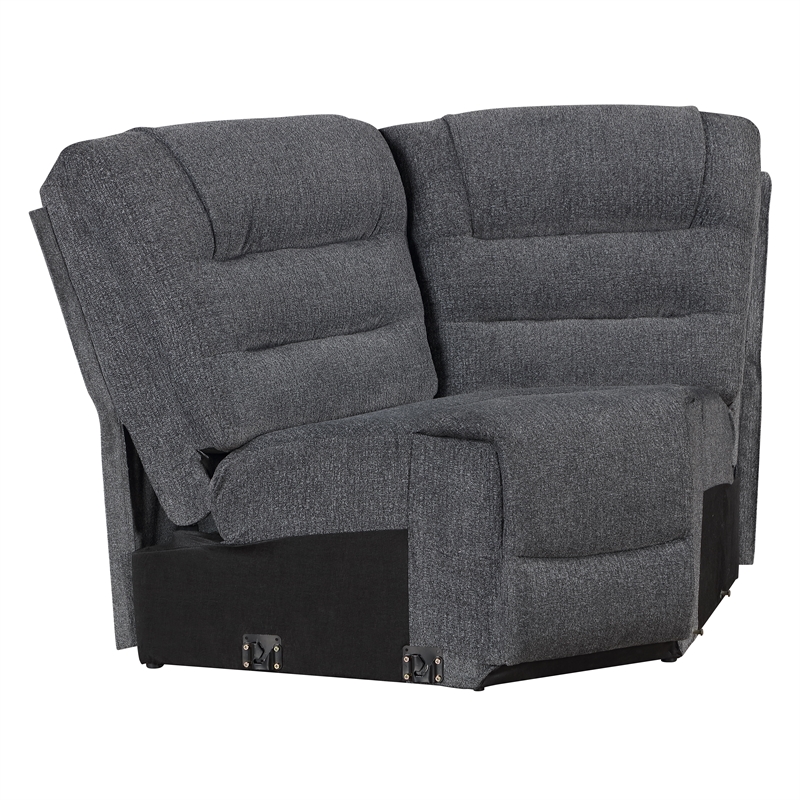 New Classic Furniture Redondo 3-Piece Chenille Power Sectional in Dark Gray