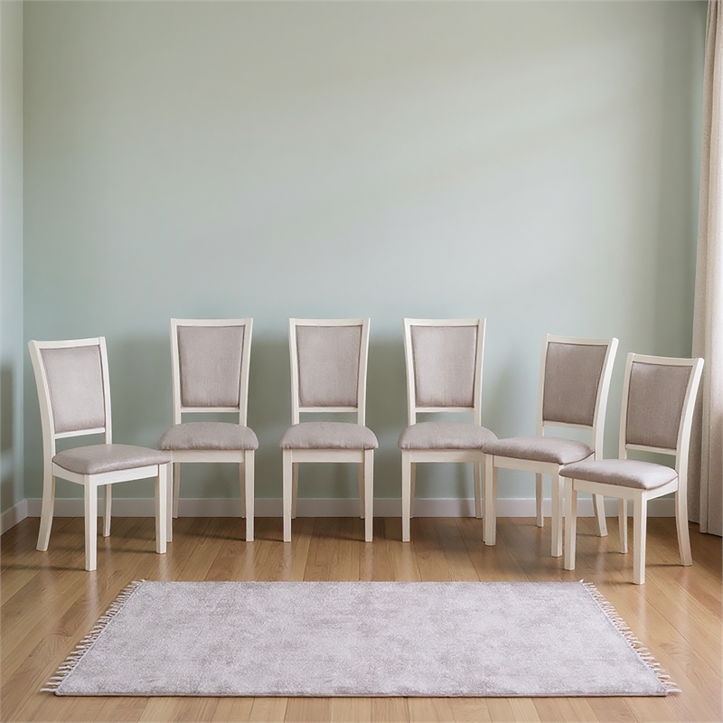 New Classic Furniture Amy Wood Dining Chair in Beige (Set of 6)
