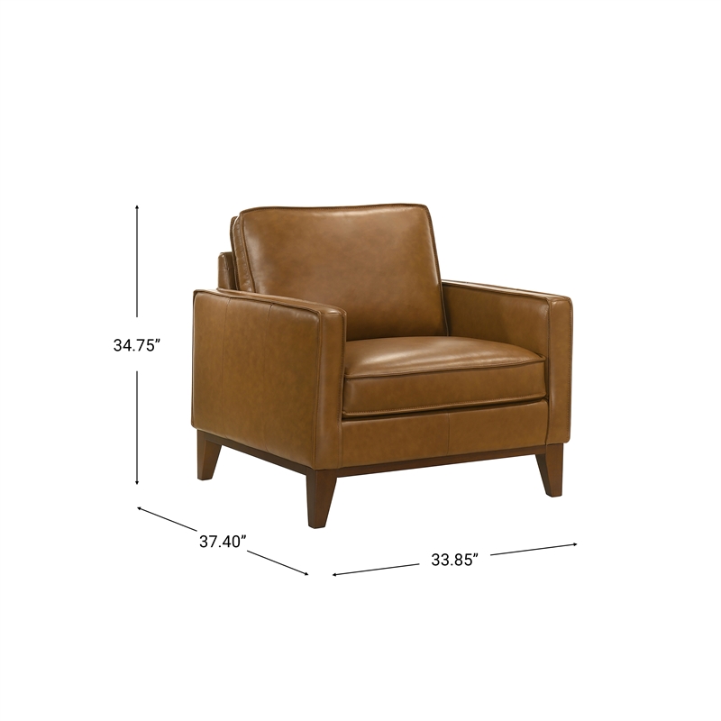 New Classic Furniture Caspar Leather Arm Chair in Caramel (Set of 2)