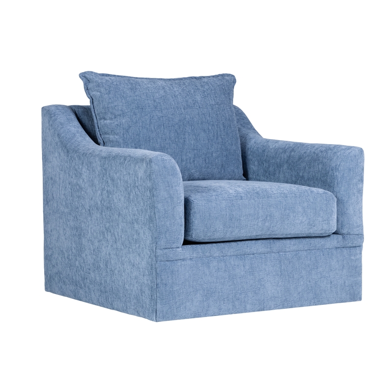 New Classic Furniture Sylvie Polyester Swivel Chair in Blue Slate (Set of 2)