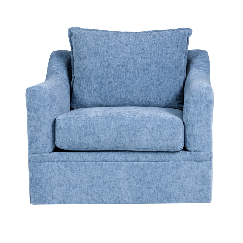 New Classic Furniture Sylvie Polyester Swivel Chair in Blue Slate (Set of 2)