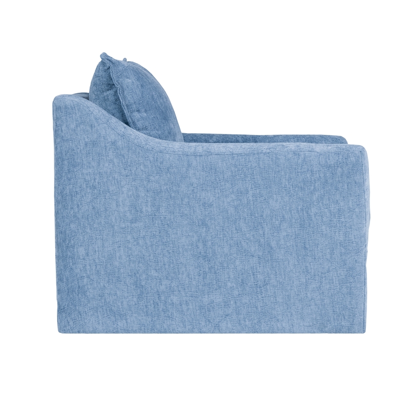 New Classic Furniture Sylvie Polyester Swivel Chair in Blue Slate (Set of 2)