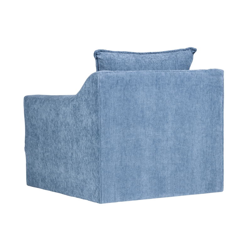 New Classic Furniture Sylvie Polyester Swivel Chair in Blue Slate (Set of 2)