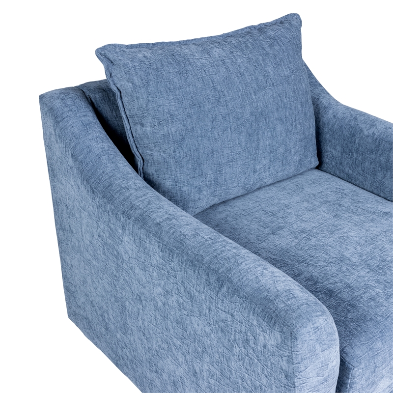 New Classic Furniture Sylvie Polyester Swivel Chair in Blue Slate (Set of 2)