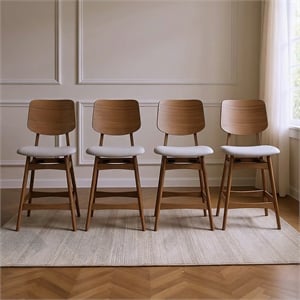 New Classic Furniture Oscar Wood Counter Chair in Walnut/Dark Gray (Set of 4)