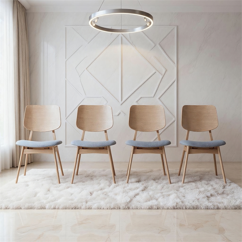 New Classic Furniture Oscar Wood Dining Chair in White Ash/Gray (Set of 4)
