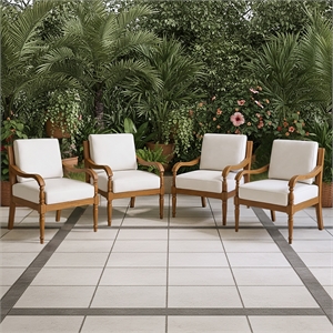 New Classic Furniture Savannah Wood Patio Club Chair in White (Set of 4)