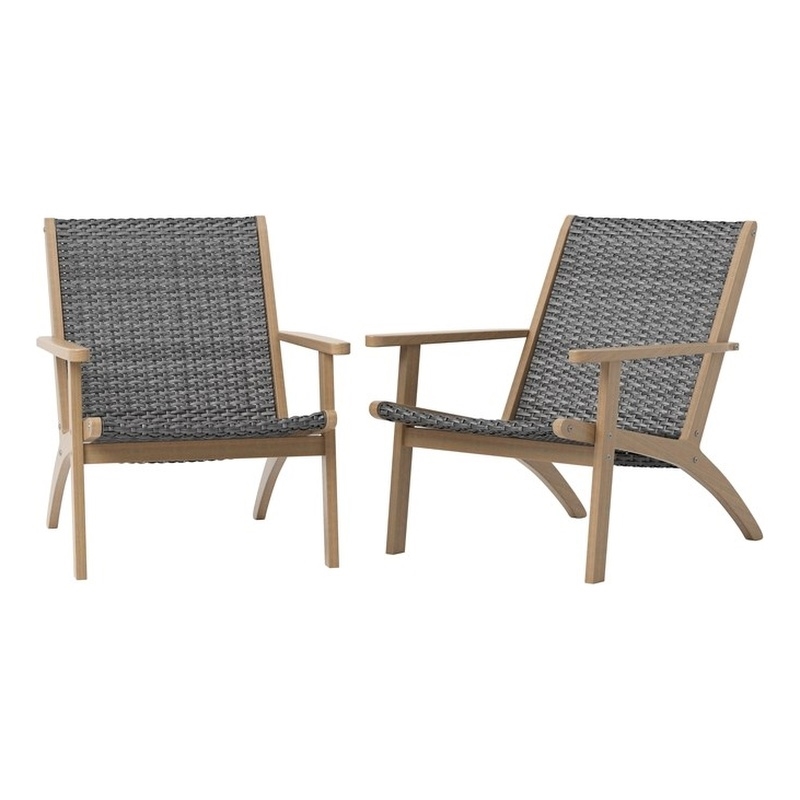New Classic Furniture Radius Wood and Wicker Patio Side Chair in Gray (Set of 4)