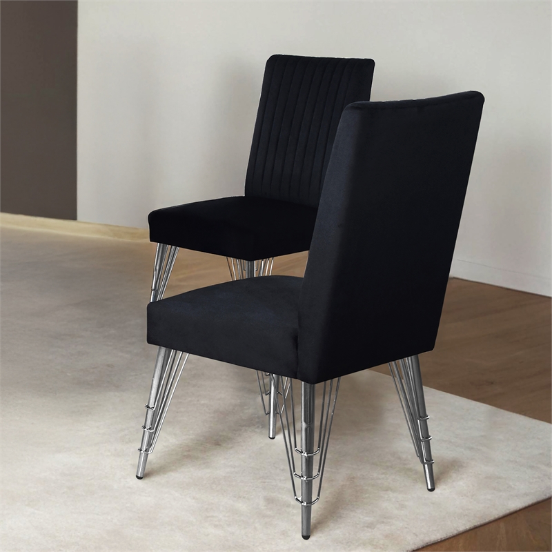 New Classic Furniture Ava Wood Upholstered Dining Chair in Black (Set of 2)