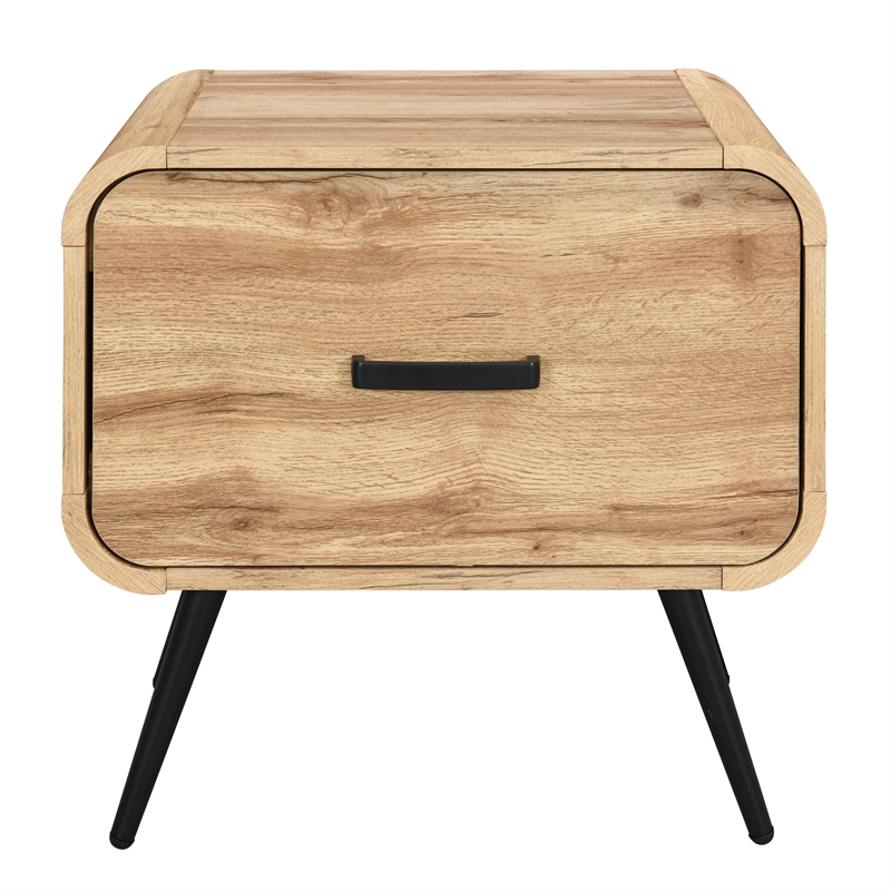 New Classic Furniture Rowan Wood 1-Drawer End Table in Natural/Beige