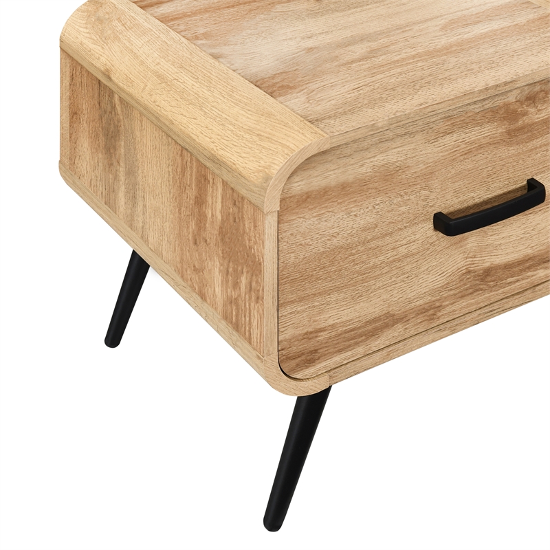 New Classic Furniture Rowan Wood 1-Drawer End Table in Natural/Beige