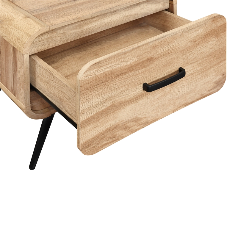 New Classic Furniture Rowan Wood 1-Drawer End Table in Natural/Beige