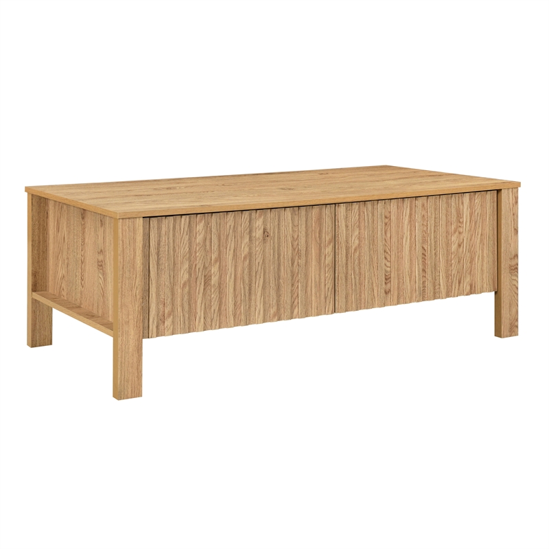 New Classic Furniture Thayer Wood Coffee Table with Two Drawers in Natural/Beige