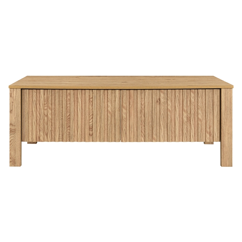 New Classic Furniture Thayer Wood Coffee Table with Two Drawers in Natural/Beige