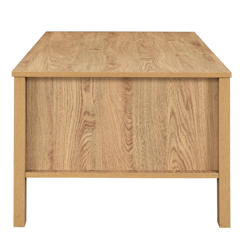 New Classic Furniture Thayer Wood Coffee Table with Two Drawers in Natural/Beige
