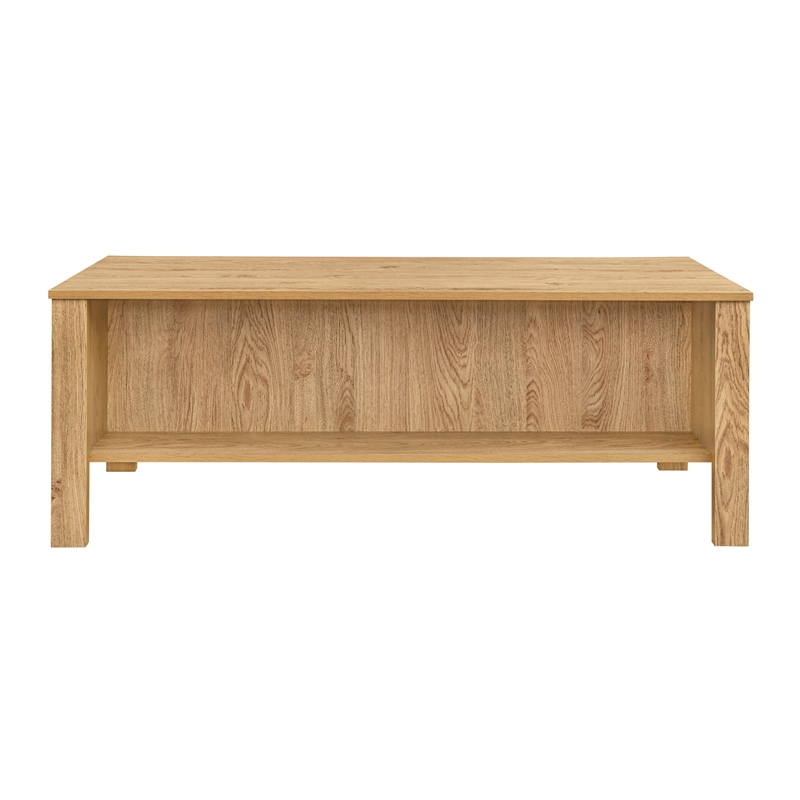 New Classic Furniture Thayer Wood Coffee Table with Two Drawers in Natural/Beige