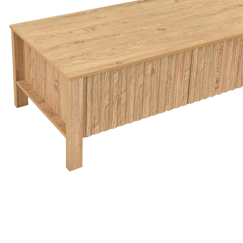 New Classic Furniture Thayer Wood Coffee Table with Two Drawers in Natural/Beige