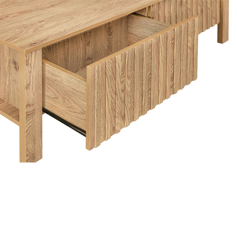New Classic Furniture Thayer Wood Coffee Table with Two Drawers in Natural/Beige