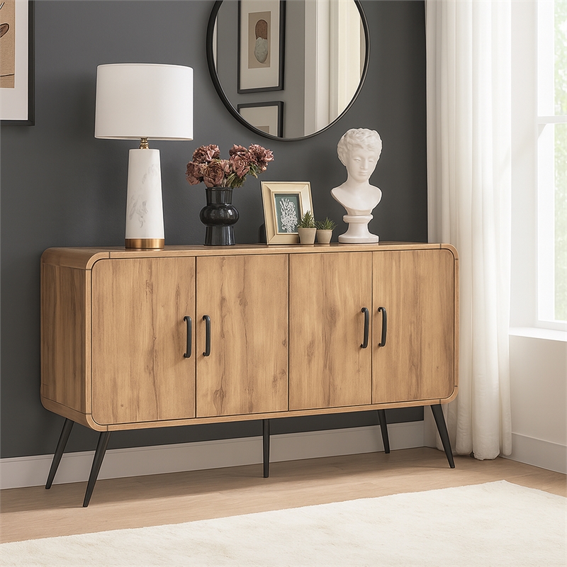 New Classic Furniture Rowan Wood Sideboard/TV Console in Natural/Beige