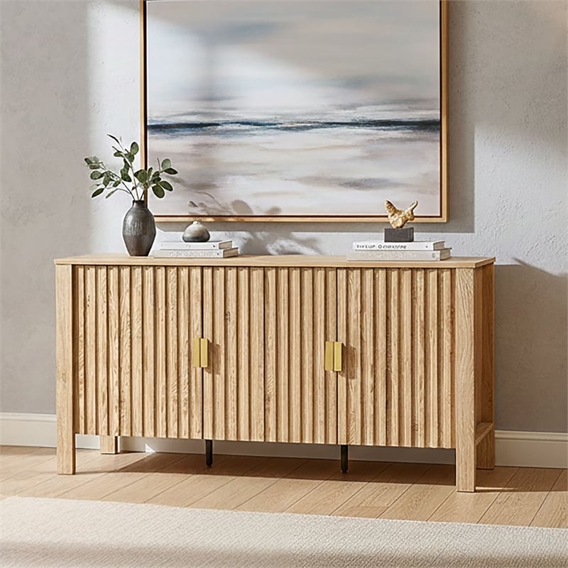 New Classic Furniture Thayer Wood Sideboard/TV Console in Natural/Beige