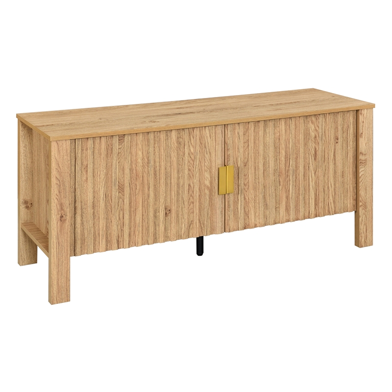 New Classic Furniture Thayer Wood TV Console with Two Doors in Natural/Beige