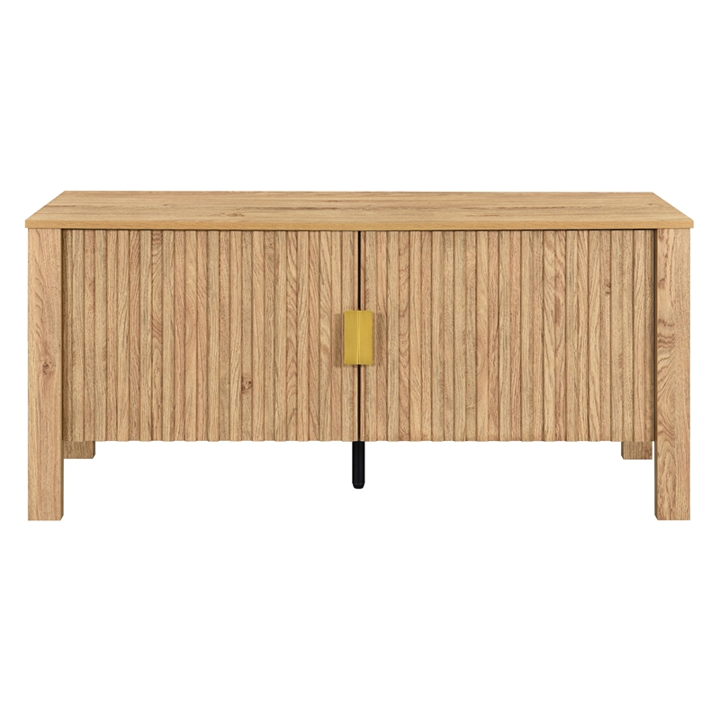 New Classic Furniture Thayer Wood TV Console with Two Doors in Natural/Beige