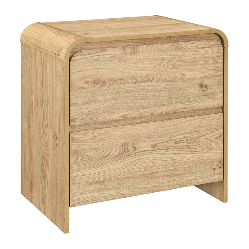 New Classic Furniture Mara Wood 2-Drawer End Table in Natural/Beige (Set of 2)