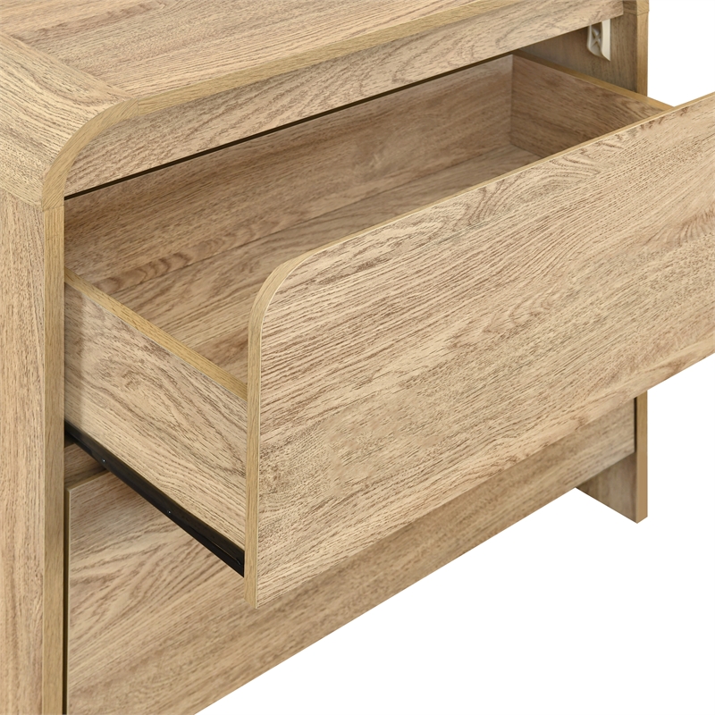 New Classic Furniture Mara Wood 2-Drawer End Table in Natural/Beige (Set of 2)