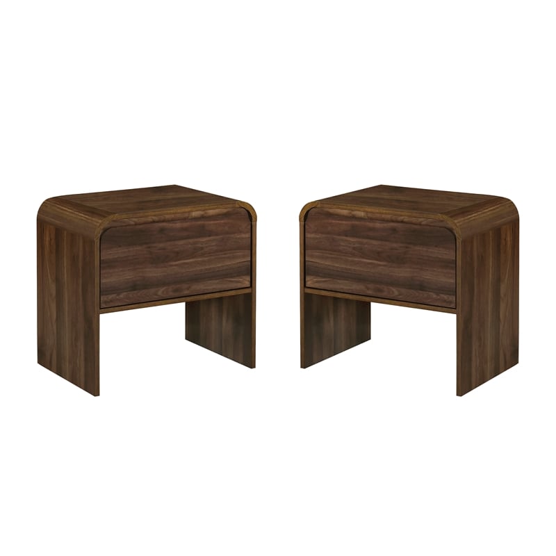 New Classic Furniture Mara Wood 2-Drawer End Table in Walnut/Brown (Set of 2)